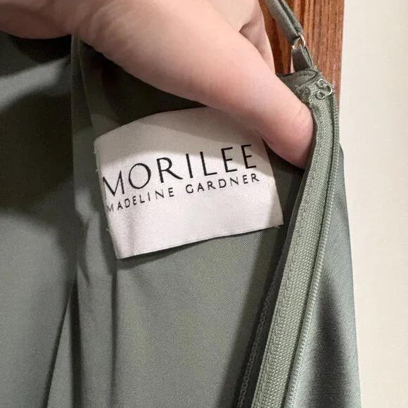 Mori Lee Madeline Gardner Moss Luxe Satin - High Neck Bridesmaid Dress - Picture 3 of 4